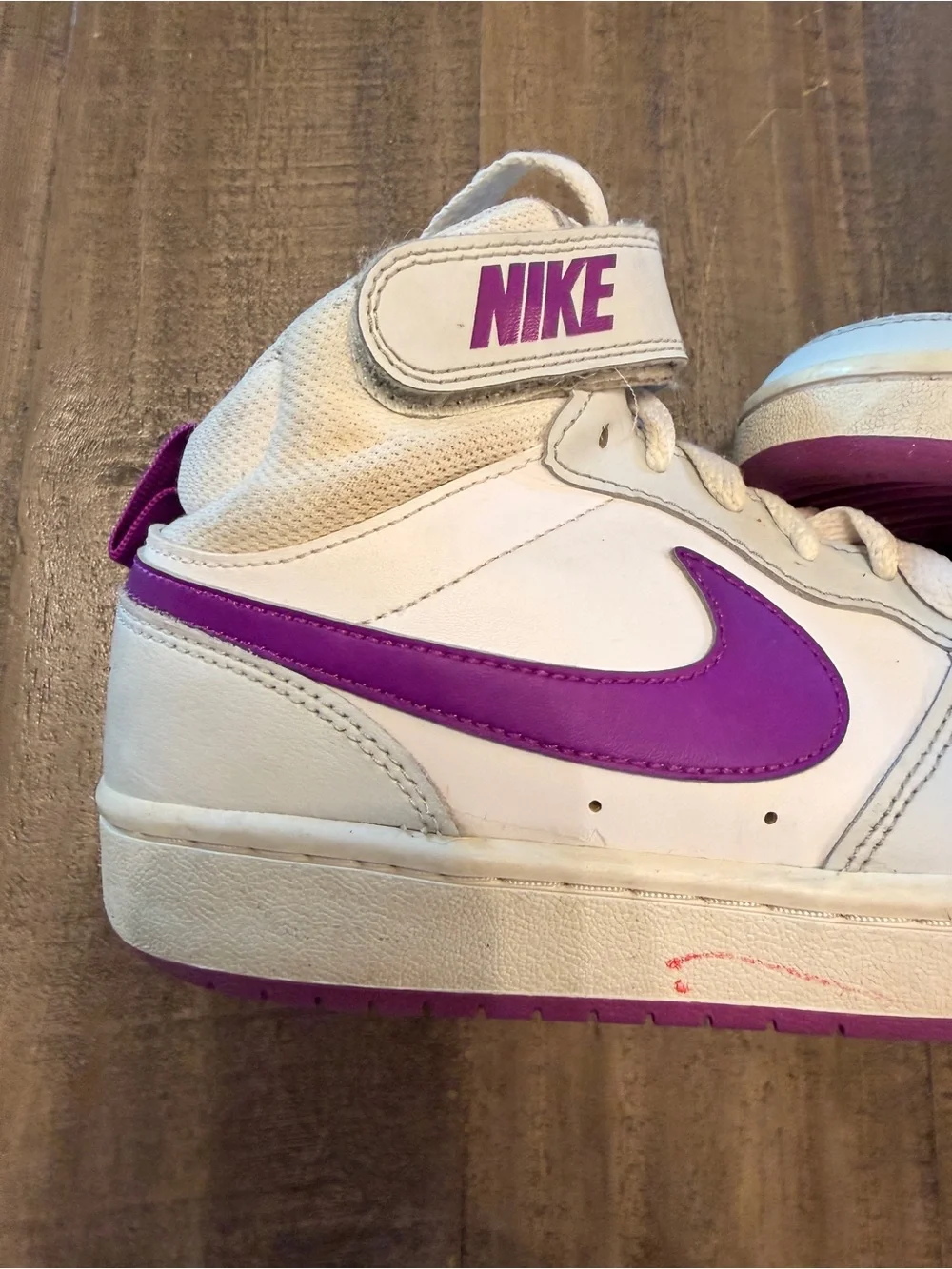 Nike Court Borough Mid 2 GS Pure Platinum Vivid Purple Girl's SZ 4.5Y CD7782-009